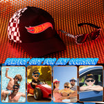 Hot Wheels Baseball Cap Sunglasses Set Boys Breathable Adjustable Summer Sun Hat UV Protection Holiday Travel Essentials Black - Get Trend