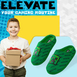 Minecraft Boys Slippers, Cosy Creeper Indoor House Shoes - Gamer Gifts for Boys