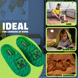 Minecraft Boys Slippers, Cosy Creeper Indoor House Shoes - Gamer Gifts for Boys