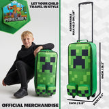 Minecraft Creeper Kids Suitcase with Wheels Foldable Trolley (64cm - 24.2L, Green)