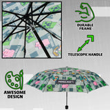 Minecraft Telescopic Umbrella - Folding Umbrella Lightweight for Travel School