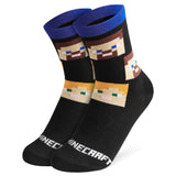 Minecraft Boys Calf Length Socks, Soft Breathable Creeper Everyday Sports School Socks Multipack - Gifts for Gamers