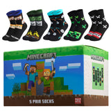 Minecraft Boys Calf Length Socks, Soft Breathable Creeper Everyday Sports School Socks Multipack - Gifts for Gamers