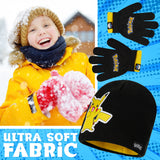Pokemon Winter Accessories Set for Boys 4-12 Years, 3 Pcs Beanie Scarf & Gloves