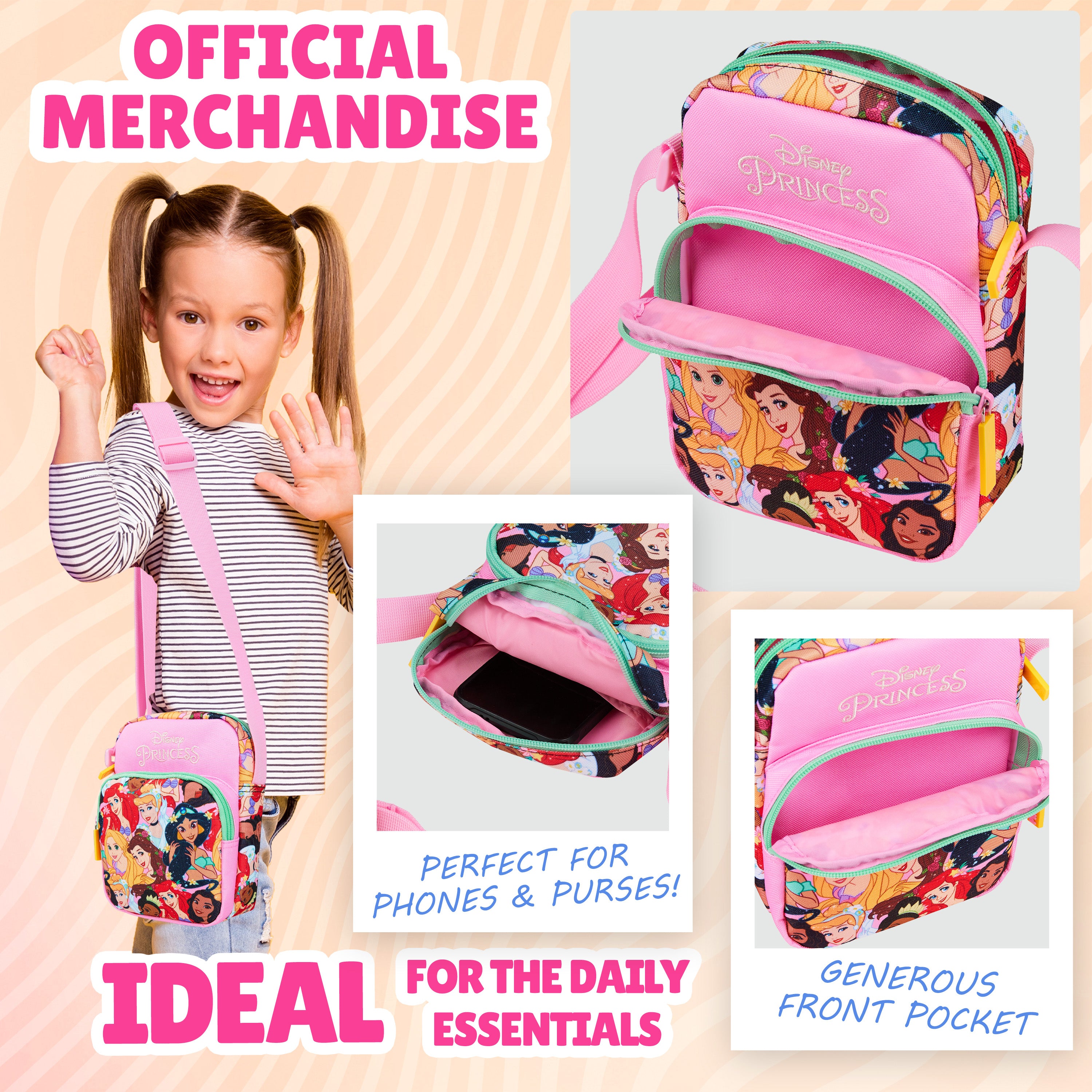 Disney Princess Handbag for Girls Cross Body Bag Teens with Adjustable Strap - Get Trend