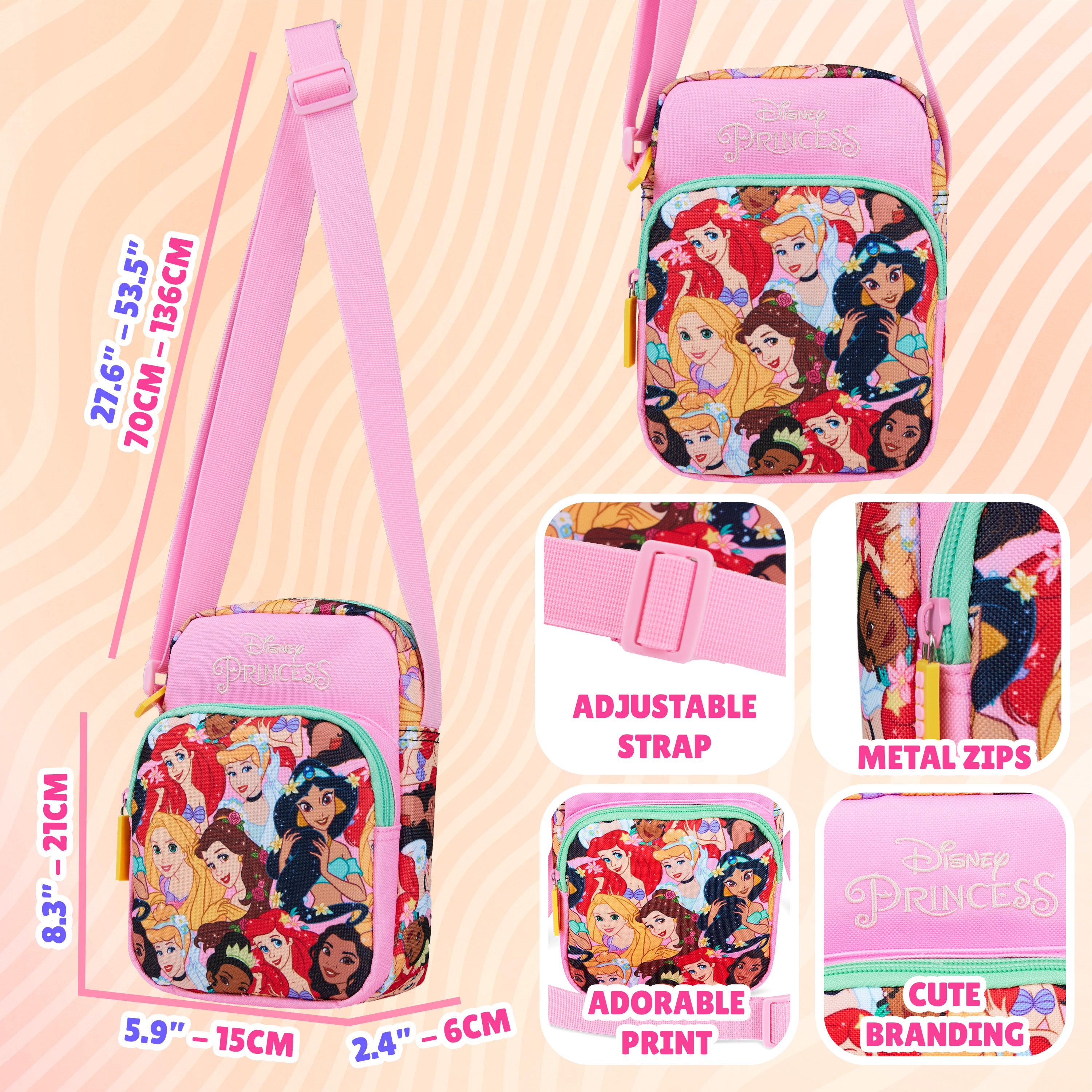 Disney Princess Handbag for Girls Cross Body Bag Teens with Adjustable Strap - Get Trend