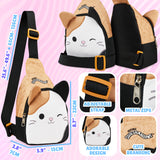 Squishmallows Cross Body Bag for Kids and Teens Cute Shoulder Sling Bag Cam The Cat