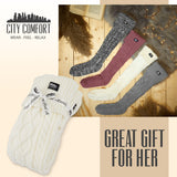 CityComfort Women Slipper Socks - Knee High Socks Cable Knit Cosy Over The Knee