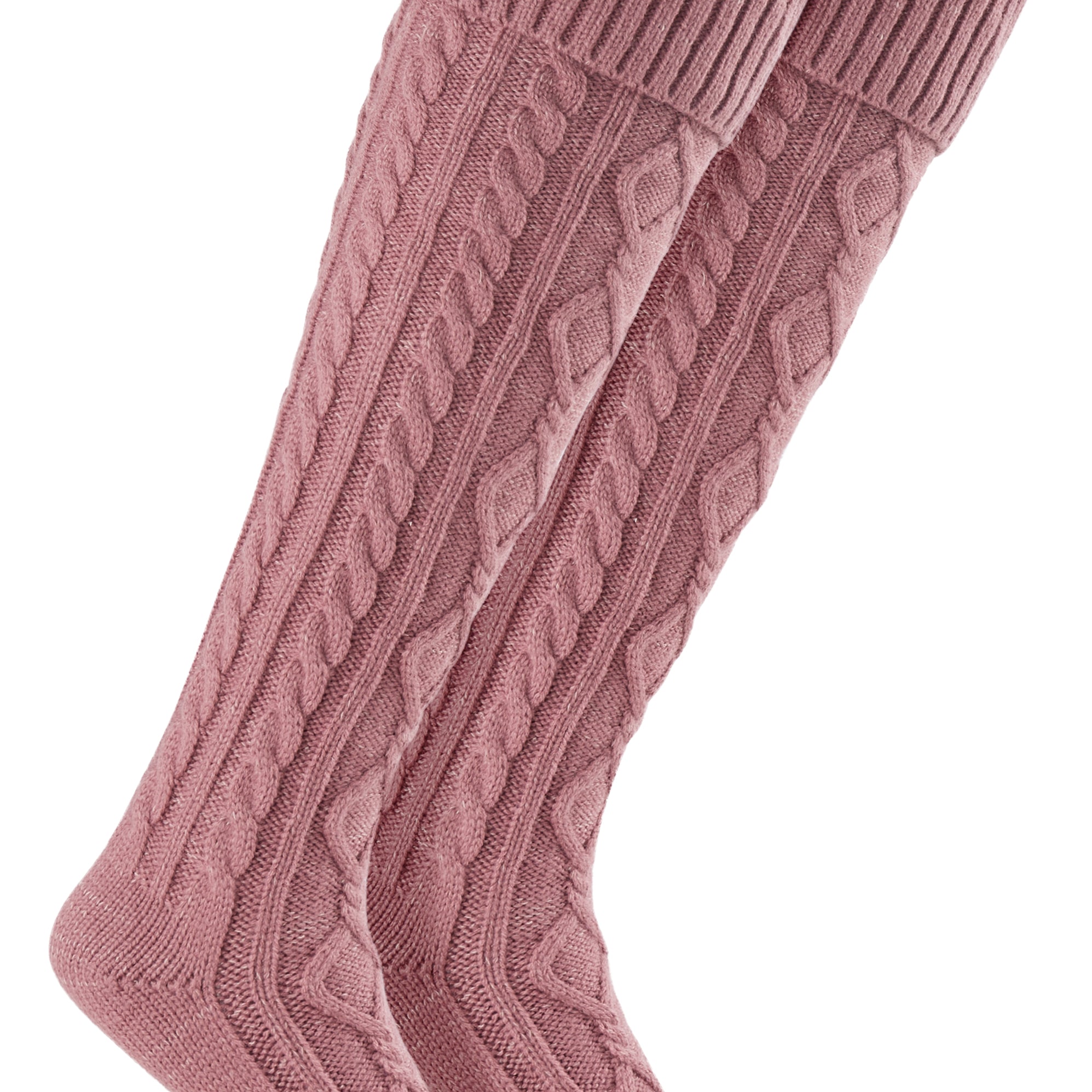 CityComfort Women Slipper Socks - Knee High Socks Cable Knit Cosy Over The Knee