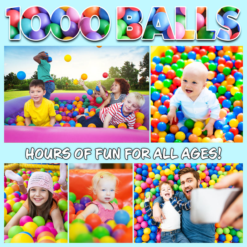 Ball Pit Balls Summer Outdoor Indoor Soft Balls for Kids - 1000 BALLS