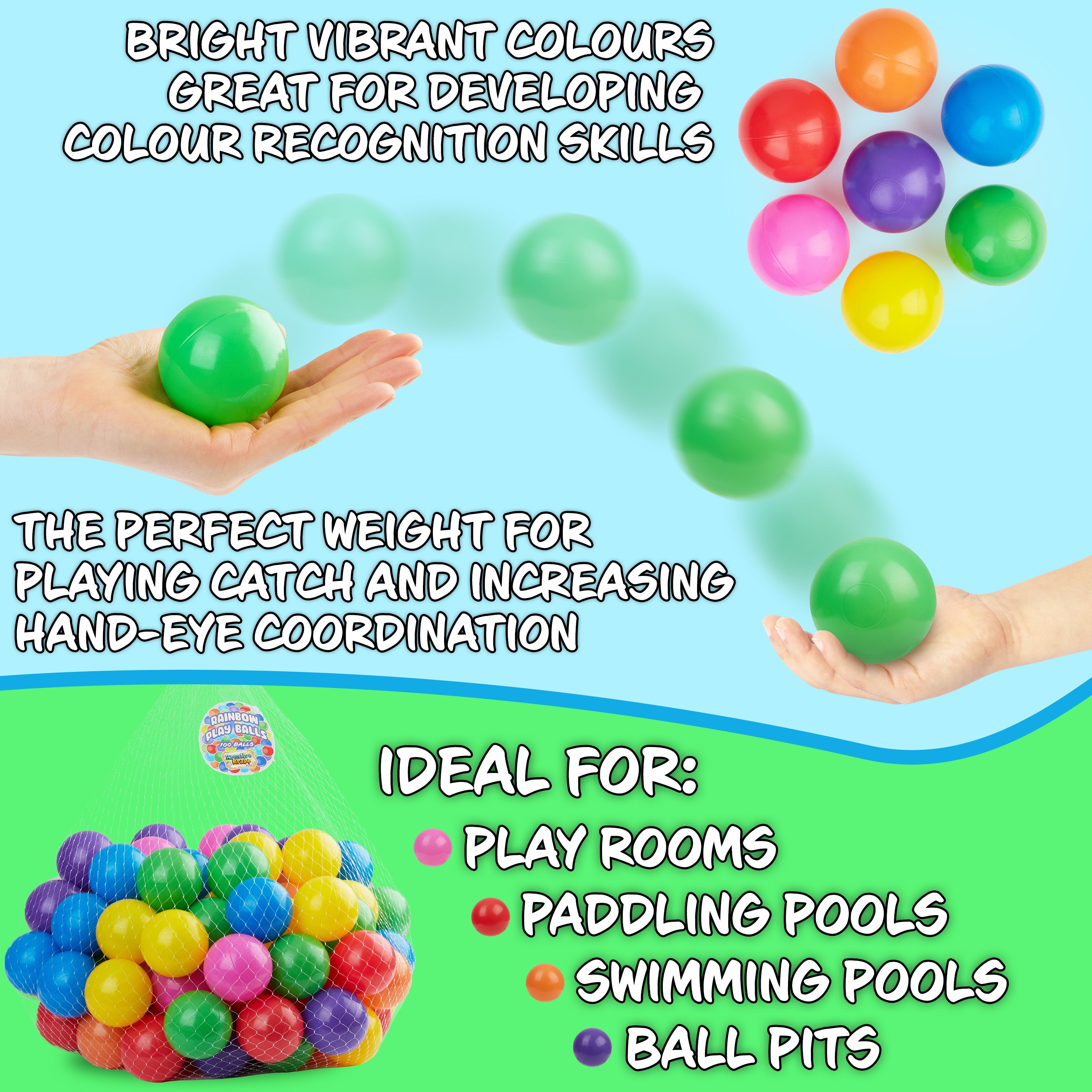 Ball Pit Balls Summer Outdoor Indoor Soft Balls for Kids - 1000 BALLS - Get Trend