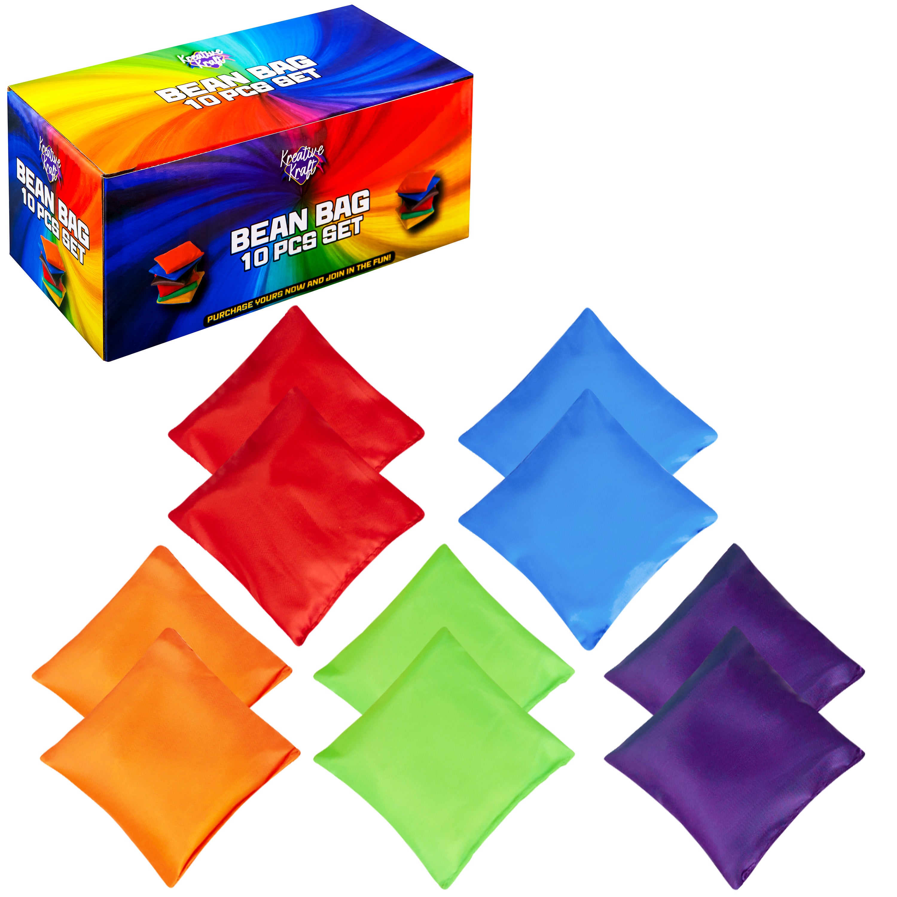 KreativeKraft Bean Bag Outdoor Games Kids Toys Cornhole Toss Multipack of 10 or 20 Family Sensory Sports Day Carnival Garden Party Games - Get Trend