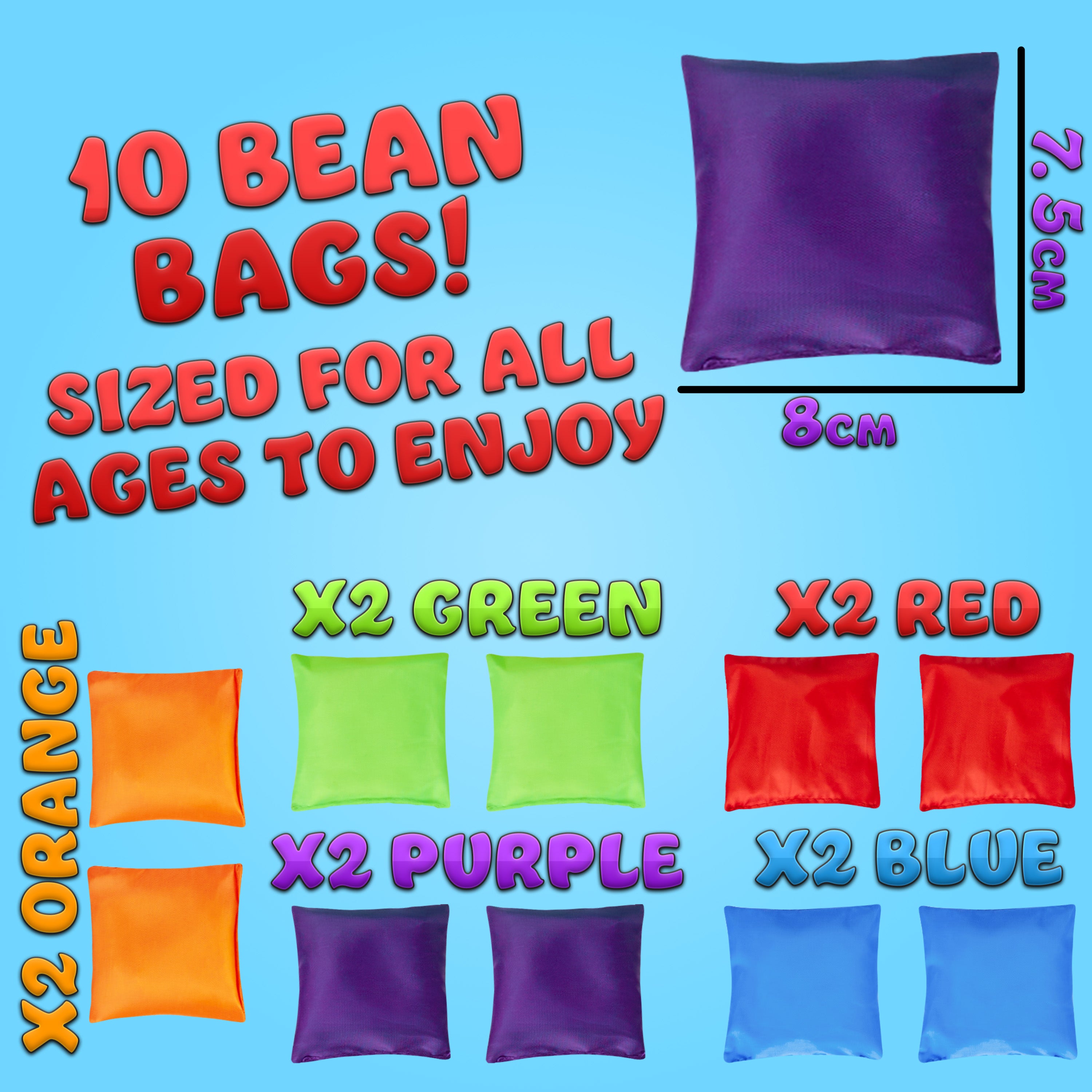 KreativeKraft Bean Bag Outdoor Games Kids Toys Cornhole Toss Multipack of 10 or 20 Family Sensory Sports Day Carnival Garden Party Games - Get Trend