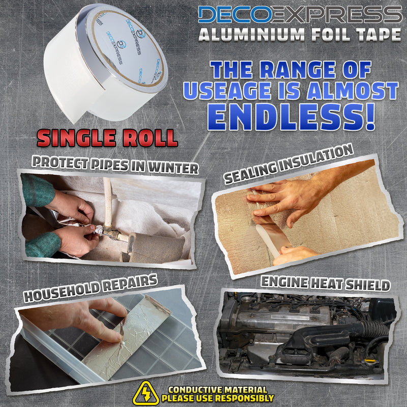 DECO EXPRESS Aluminium Adhesive Tape - Insulation Tape - 10 M, 1 Pcs - Get Trend