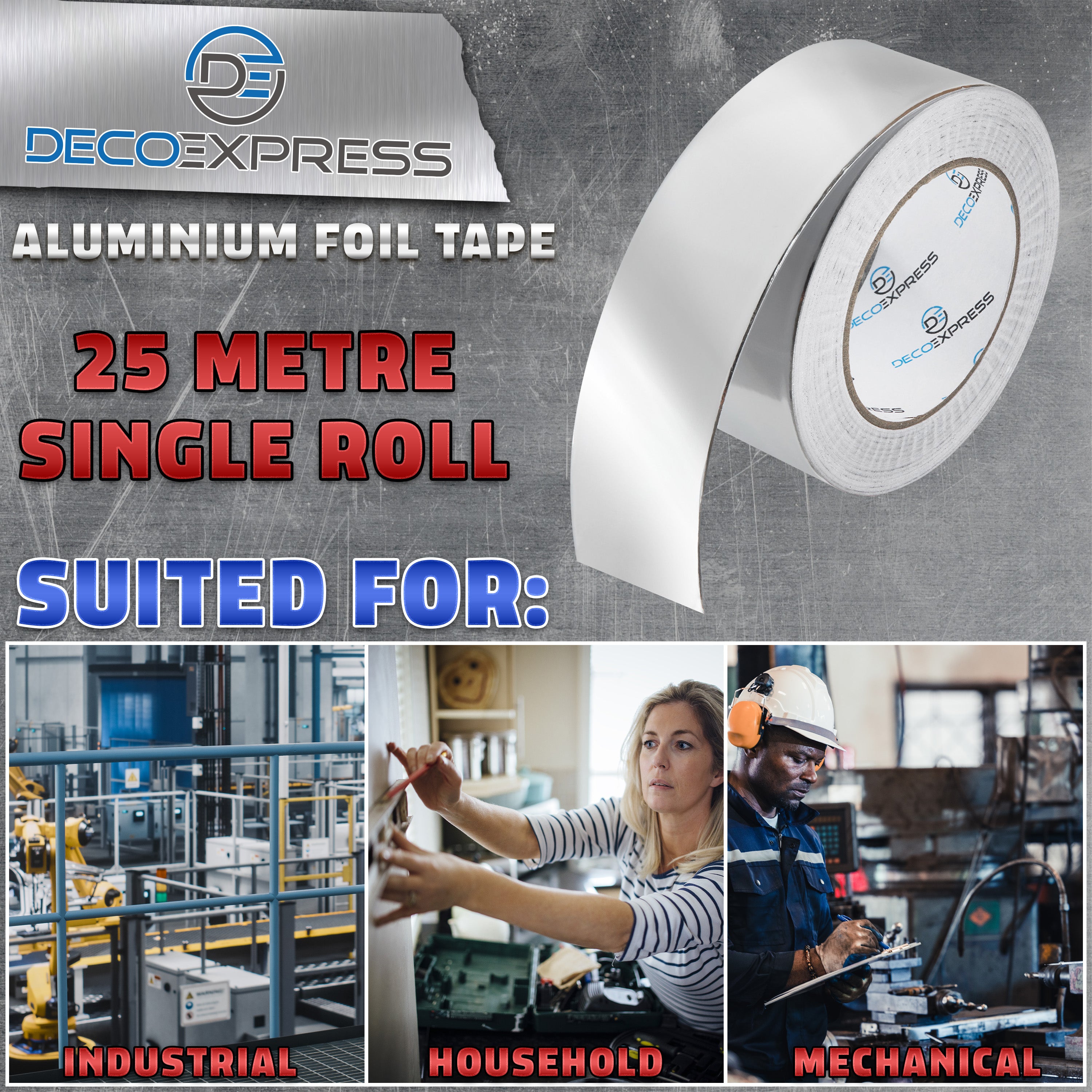 DECO EXPRESS Aluminium Adhesive Tape - Insulation Tape - 25 M, 1 Pcs - Get Trend