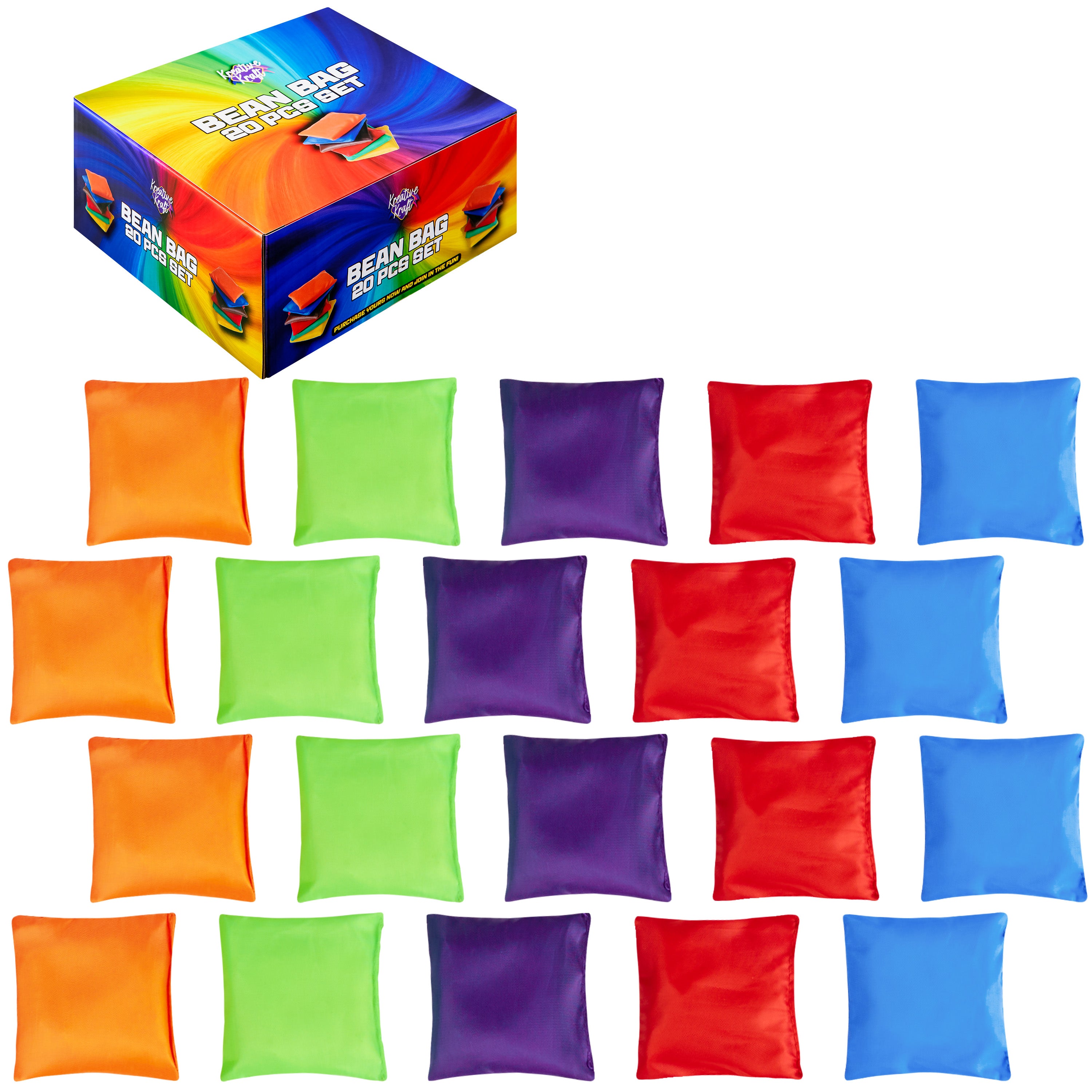 KreativeKraft Bean Bag Outdoor Games Kids Toys Cornhole Toss Multipack of 10 or 20 Family Sensory Sports Day Carnival Garden Party Games - Get Trend