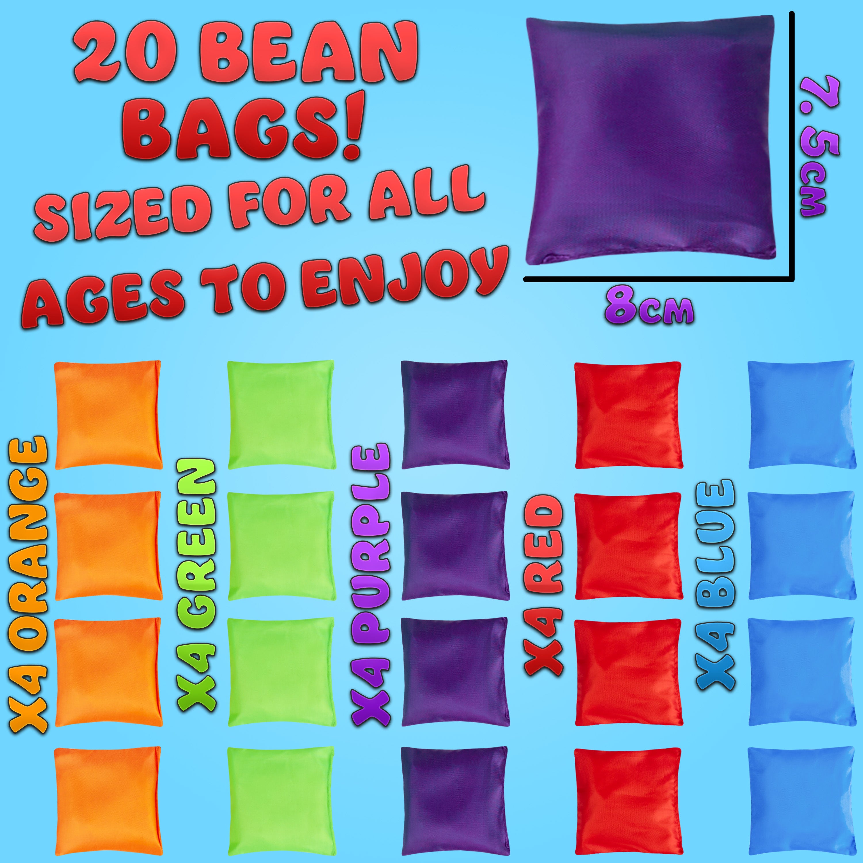 KreativeKraft Bean Bag Outdoor Games Kids Toys Cornhole Toss Multipack of 10 or 20 Family Sensory Sports Day Carnival Garden Party Games - Get Trend