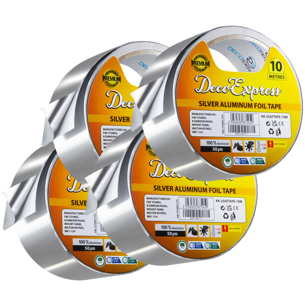 DECO EXPRESS Aluminium Adhesive Tape - Insulation Tape - 10 M, 4 Pcs