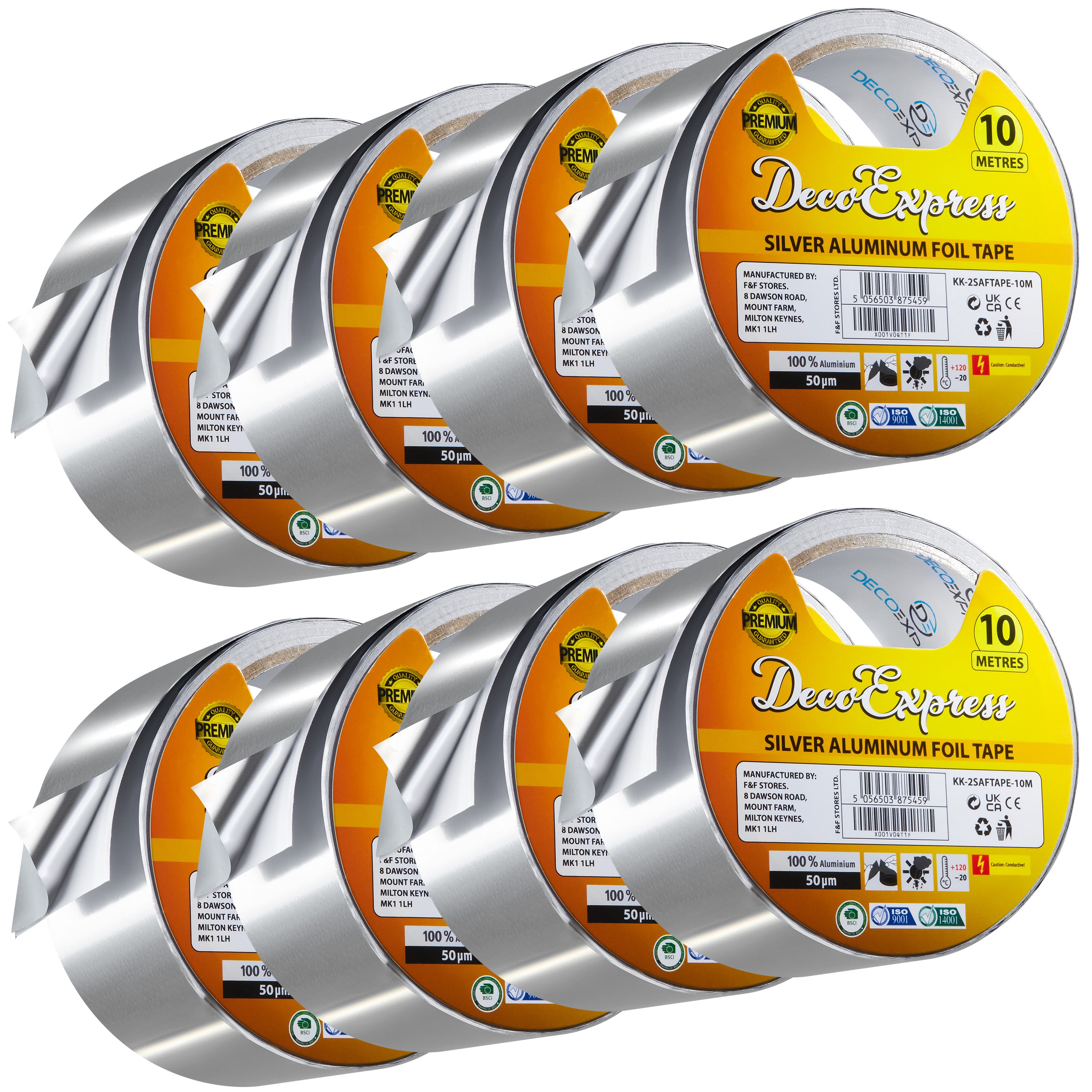 DECO EXPRESS Aluminium Adhesive Tape - Insulation Tape - 10 M, 8 Pcs - Get Trend