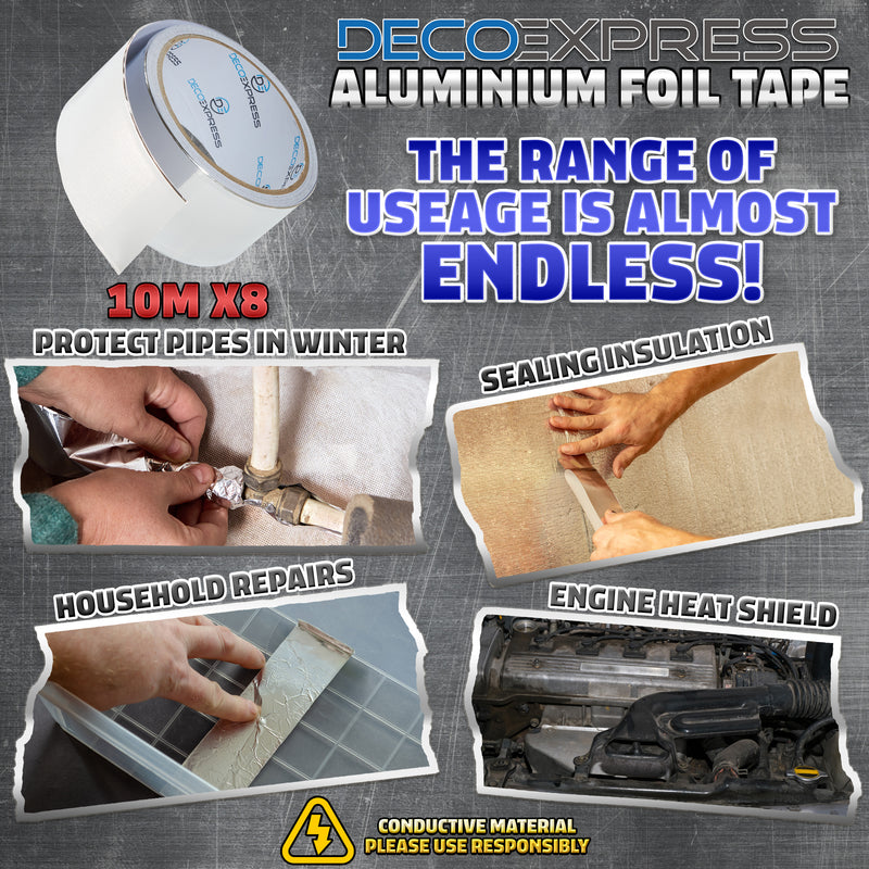 DECO EXPRESS Aluminium Adhesive Tape - Insulation Tape - 10 M, 8 Pcs - Get Trend
