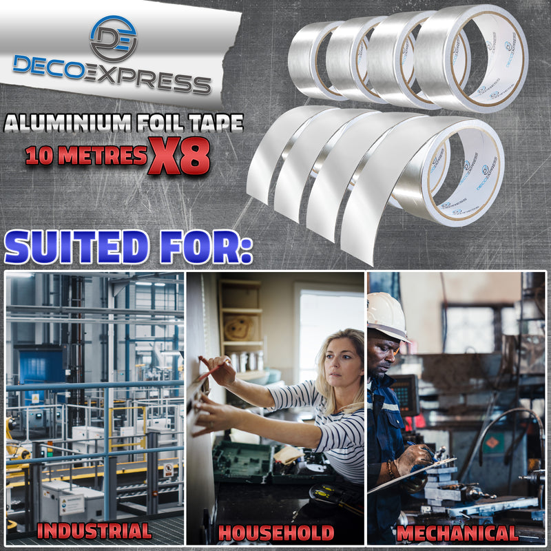 DECO EXPRESS Aluminium Adhesive Tape - Insulation Tape - 10 M, 8 Pcs - Get Trend