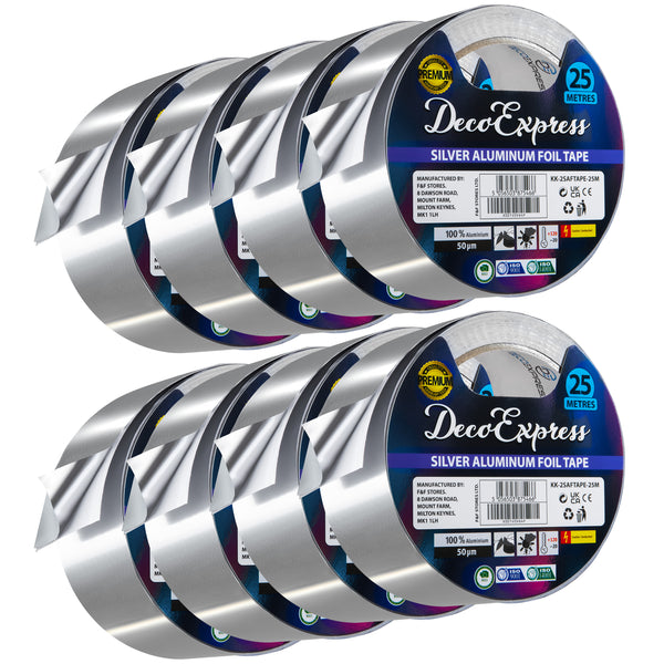 DECO EXPRESS Aluminium Adhesive Tape - Insulation Tape - 25 M, 8 Pcs
