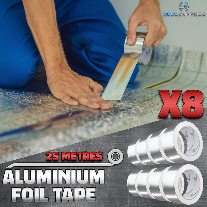 DECO EXPRESS Aluminium Adhesive Tape - Insulation Tape - 25 M, 8 Pcs - Get Trend