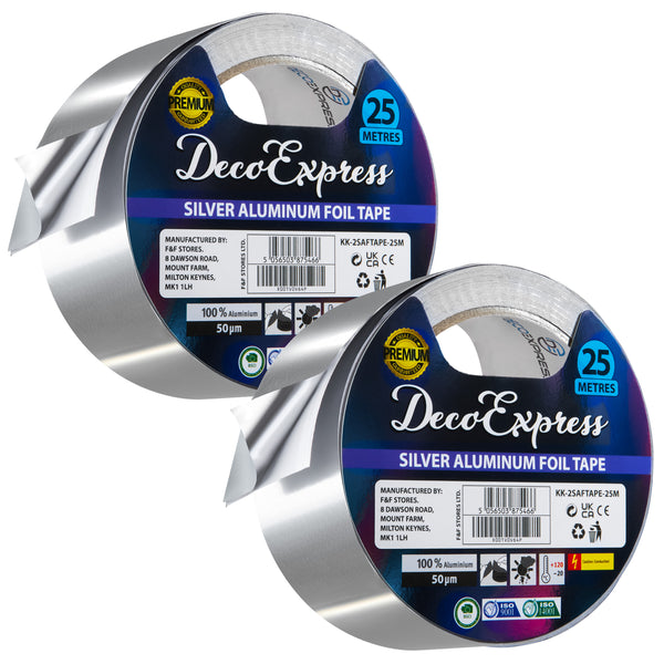 DECO EXPRESS Aluminium Adhesive Tape - Insulation Tape - 25 M, 2 Pcs