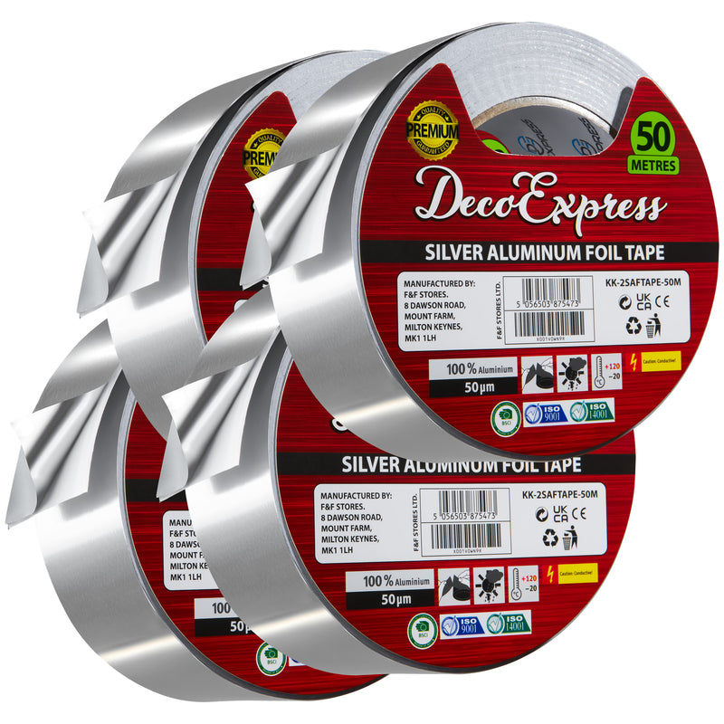 DECO EXPRESS Aluminium Adhesive Tape - Insulation Tape - 50 M, 4 Pcs