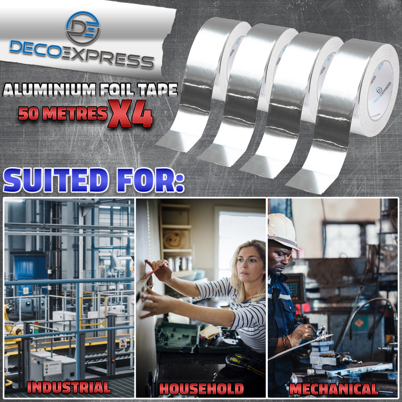 DECO EXPRESS Aluminium Adhesive Tape - Insulation Tape - 50 M, 4 Pcs - Get Trend