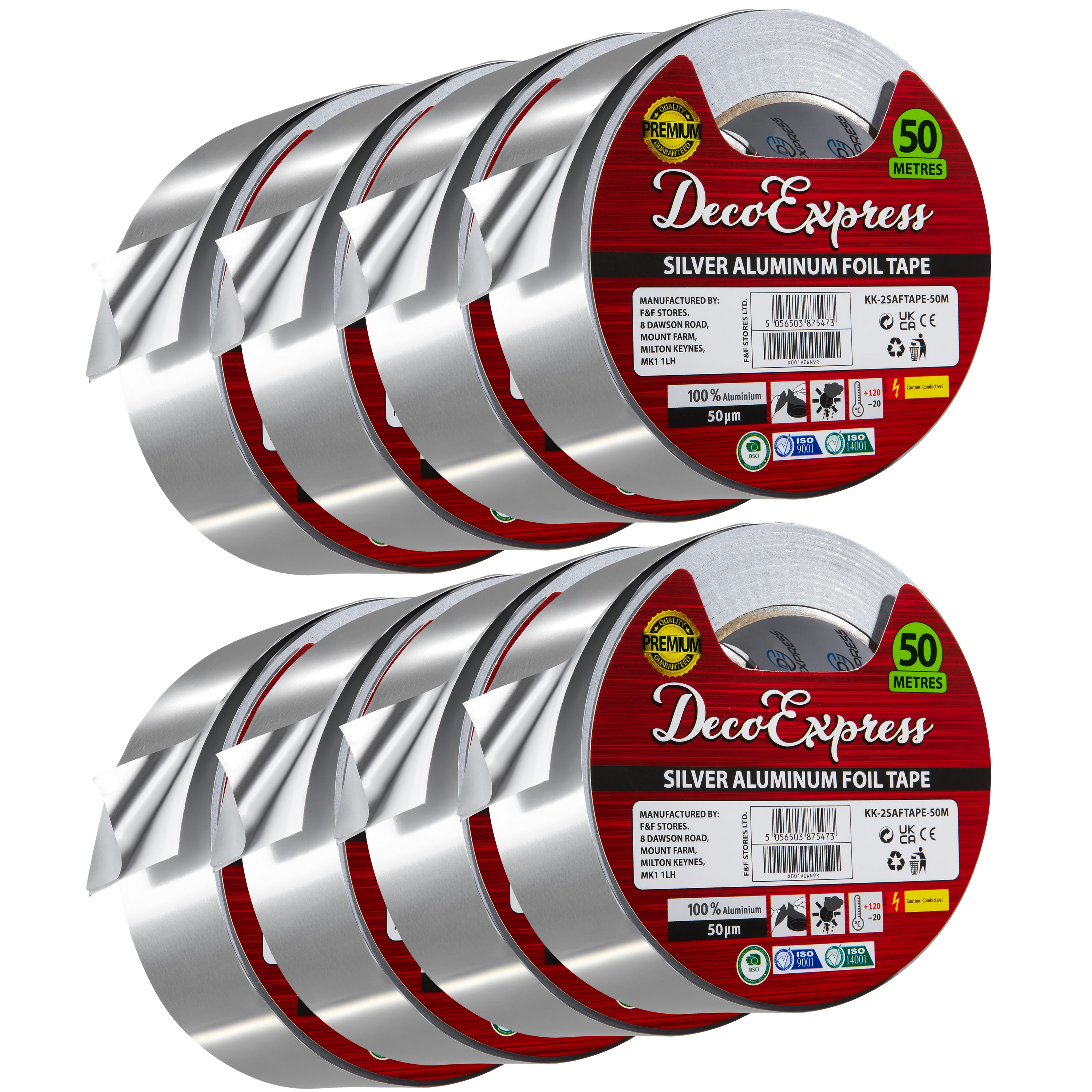 DECO EXPRESS Aluminium Adhesive Tape - Insulation Tape - 50 M, 8 Pcs - Get Trend