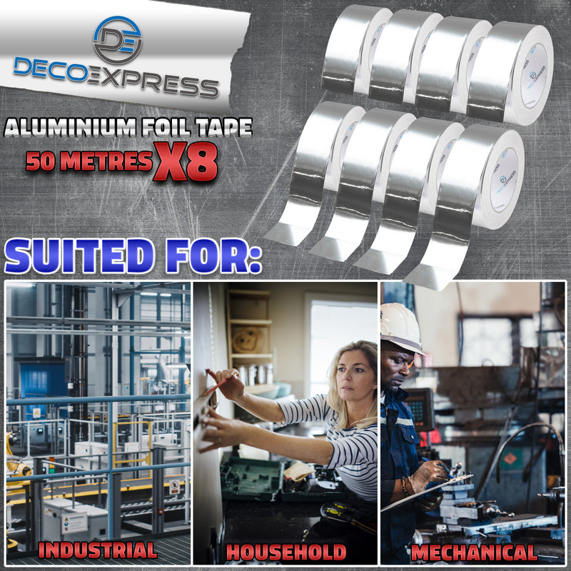 DECO EXPRESS Aluminium Adhesive Tape - Insulation Tape - 50 M, 8 Pcs - Get Trend