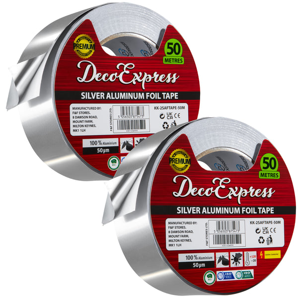 DECO EXPRESS Aluminium Adhesive Tape - Insulation Tape - 50 M, 2 Pcs