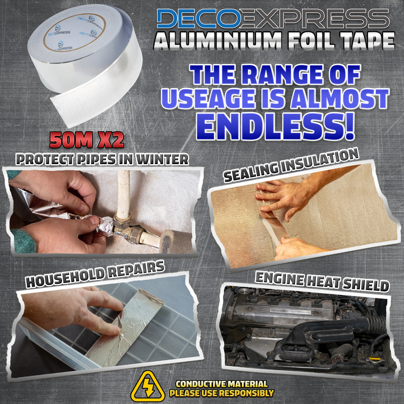 DECO EXPRESS Aluminium Adhesive Tape - Insulation Tape - 50 M, 2 Pcs - Get Trend