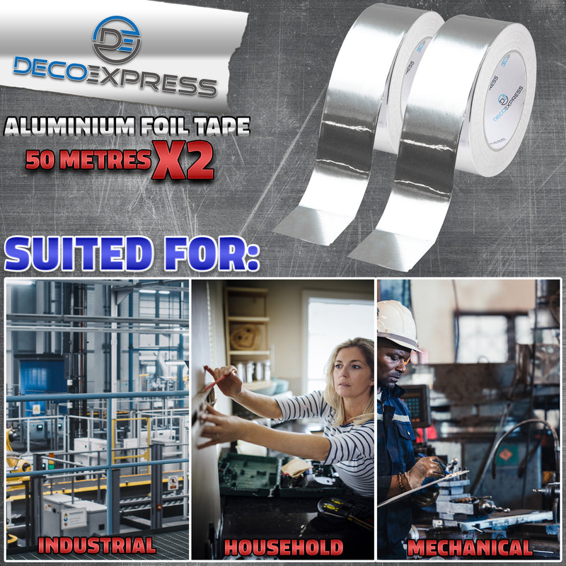 DECO EXPRESS Aluminium Adhesive Tape - Insulation Tape - 50 M, 2 Pcs - Get Trend