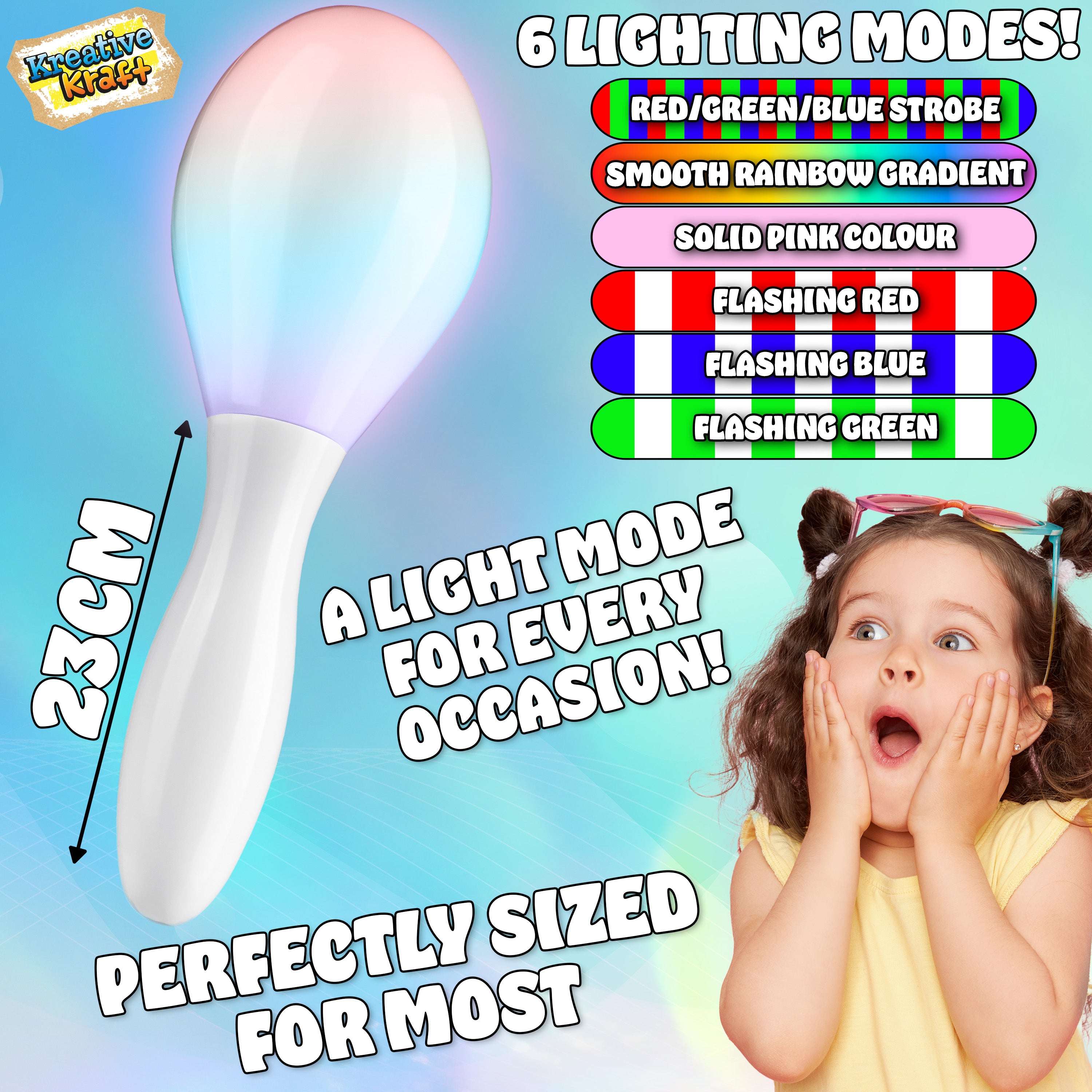 KreativeKraft Sensory Light Up Maracas -  LED Multi Colour Flashing Sensory Maracas - Get Trend