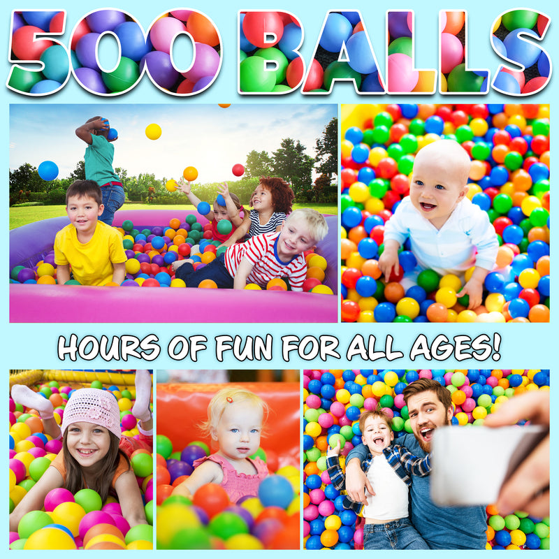 Ball Pit Balls Summer Outdoor Indoor Soft Balls for Kids - 500 BALLS