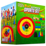 KreativeKraft Kids Games Outdoor Play Equipment for Kids Adults Family Garden Toys Sports Day Kit Egg and Spoon Race Ring Toss Sack Race Bean Bag Snakes and Ladders (8 in 1 Set) - Get Trend