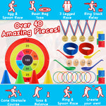 KreativeKraft Kids Games Outdoor Play Equipment for Kids Adults Family Garden Toys Sports Day Kit Egg and Spoon Race Ring Toss Sack Race Bean Bag Snakes and Ladders (8 in 1 Set) - Get Trend