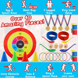 KreativeKraft Kids Games Outdoor Play Equipment for Kids Adults Family Garden Toys Sports Day Kit Egg and Spoon Race Ring Toss Sack Race Bean Bag Snakes and Ladders (8 in 1 Set) - Get Trend