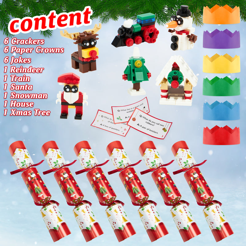 KreativeKraft Christmas Crackers, Pack of 6 or 10 Crackers for Kids and Adults - Block Toys