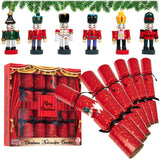 KreativeKraft Christmas Crackers, Pack of 6 Nutcracker Ornament Festive Crackers (Red Nutcracker)