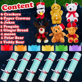 KreativeKraft Christmas Crackers Pack of 6 Festive Crackers with Soft Toys