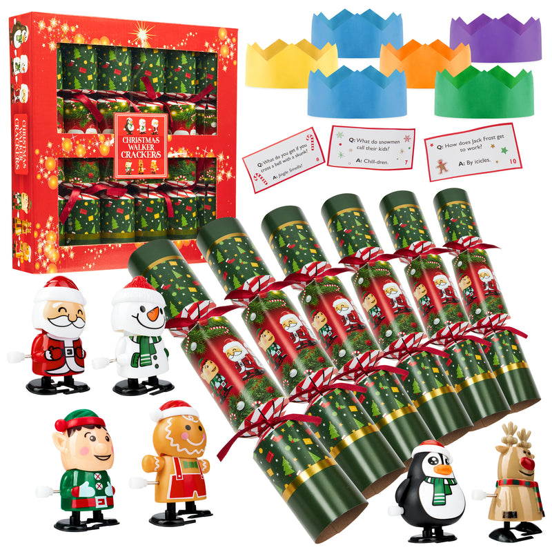 KreativeKraft Christmas Crackers, Pack of 6 or 10 Crackers for Kids and Adults -Wind Up Toys