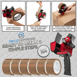 DECO EXPRESS Packaging Tape Dispenser Tape Gun and 6 Rolls - Dispenser Brown, 4 Pack - Get Trend