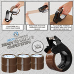 Packaging Tape Dispenser with Tape 6 Rolls - Small Dispenser Brown, 2 Pack - Get Trend