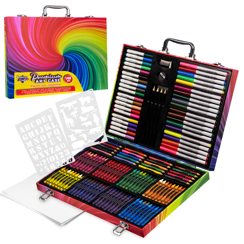 KreativeKraft Art Set with 148 Pieces - Art Case Kids Colouring Sets