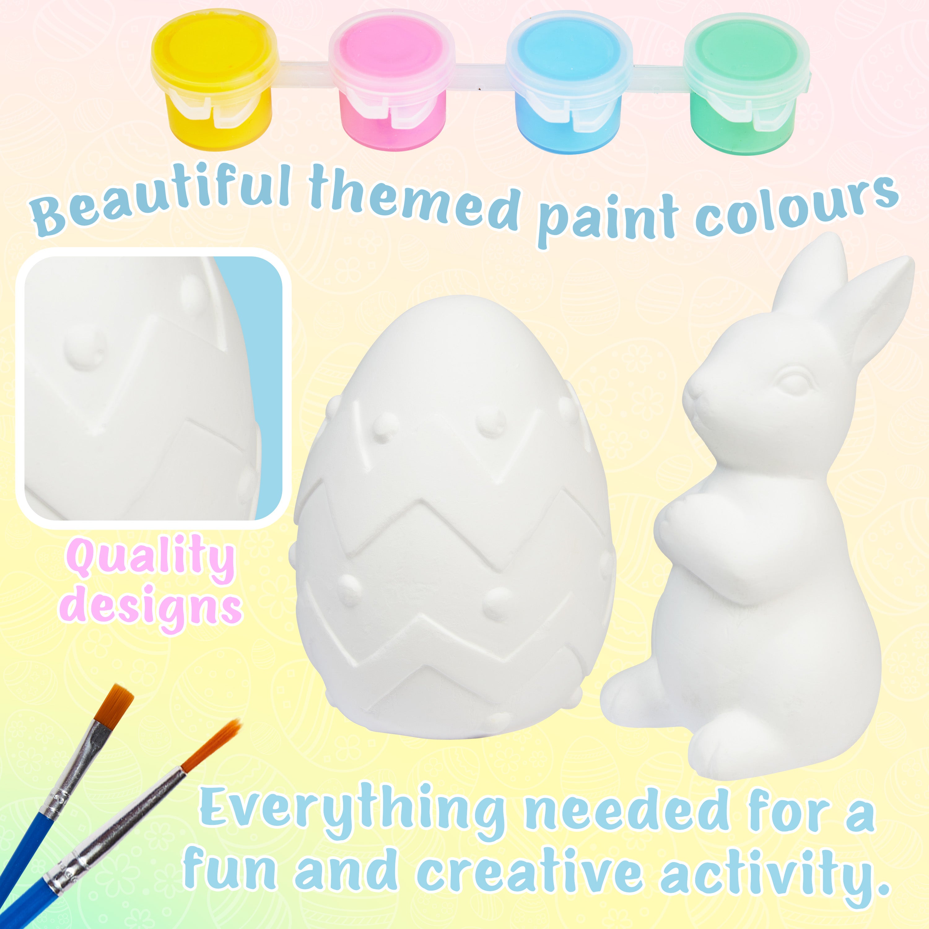 KreativeKraft DIY Easter Eggs Kids Paint Art Supplies Paint Your Own Easter Egg Bunny Craft Kits for Kids Adults Party Family Activity Decorations (Bunny & Egg 2 Pack) - Get Trend