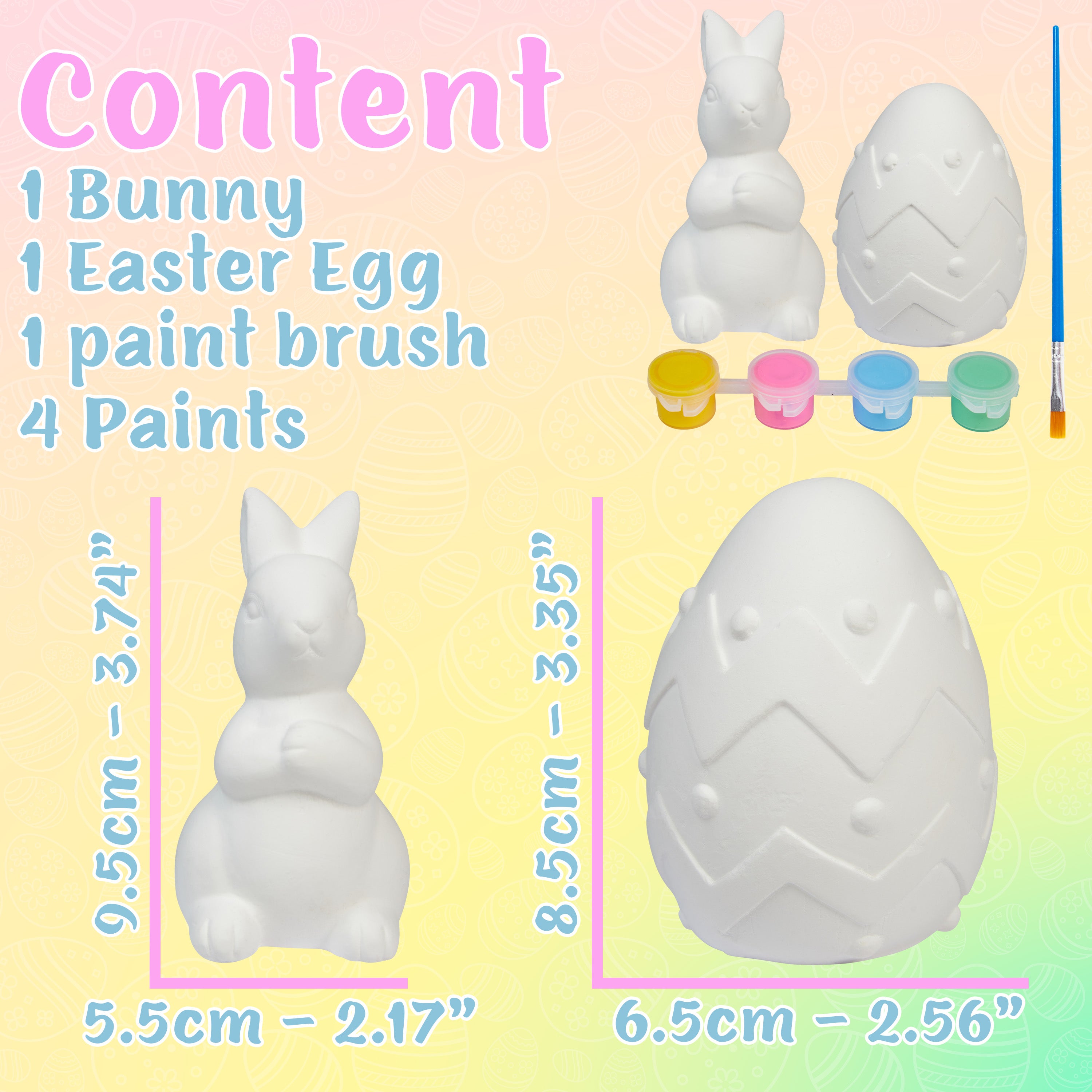 KreativeKraft DIY Easter Eggs Kids Paint Art Supplies Paint Your Own Easter Egg Bunny Craft Kits for Kids Adults Party Family Activity Decorations (Bunny & Egg 2 Pack) - Get Trend