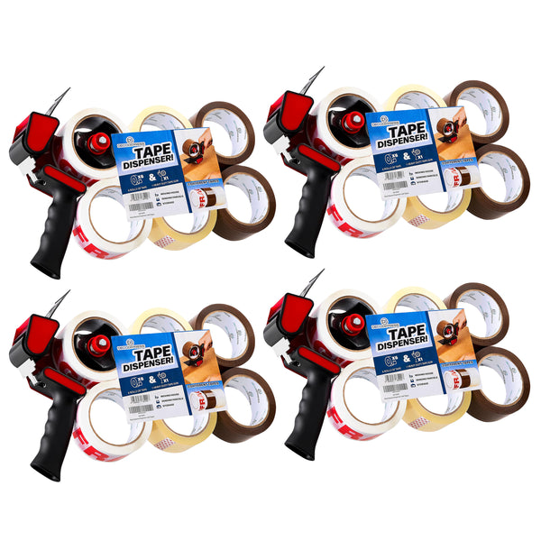 Packaging Tape Dispenser Tape Gun and 6 Rolls -Dispenser Mixed, 4 Pack - Get Trend